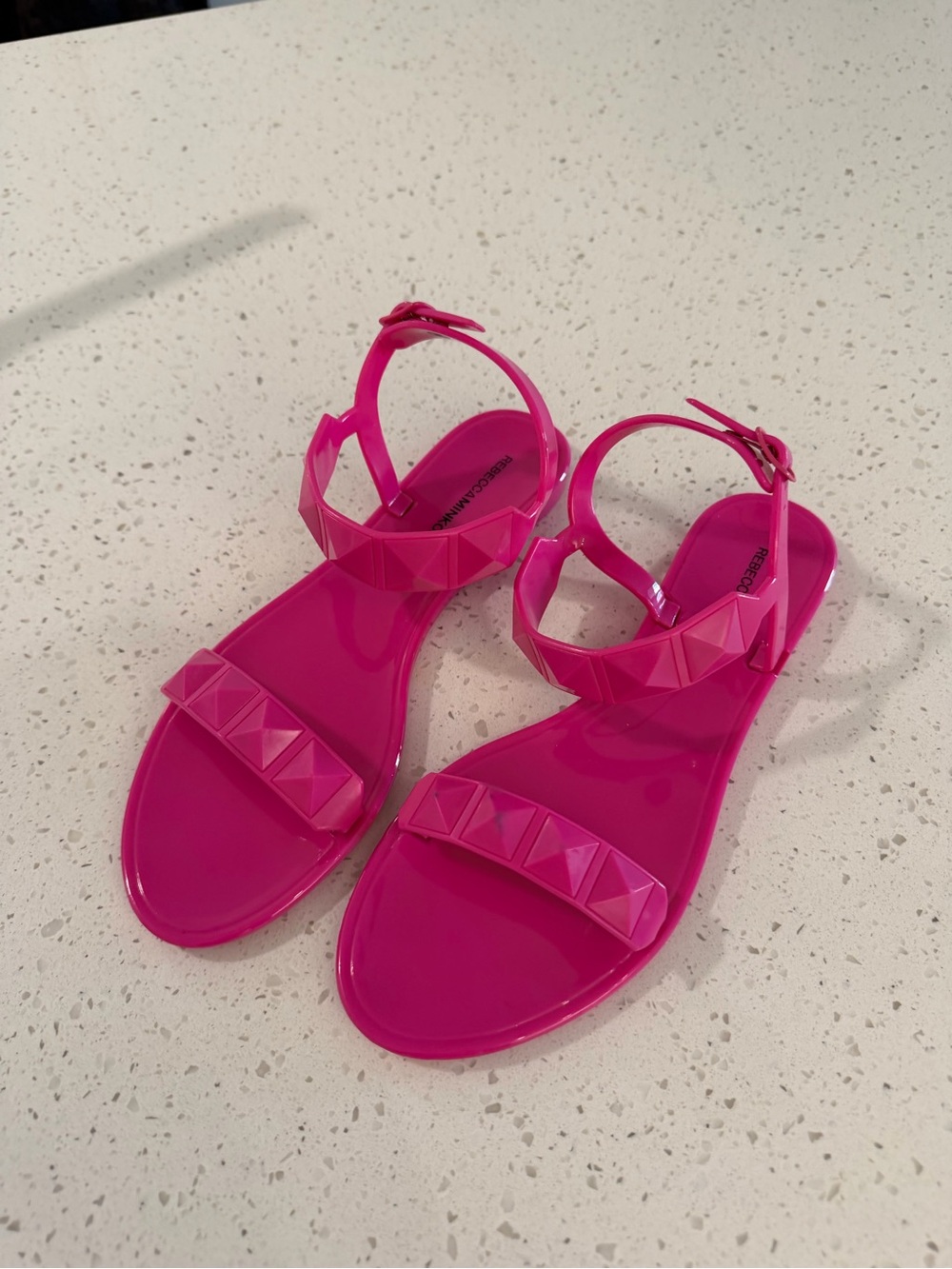 Rebecca Minkoff Pink Studded Jelly Sandals